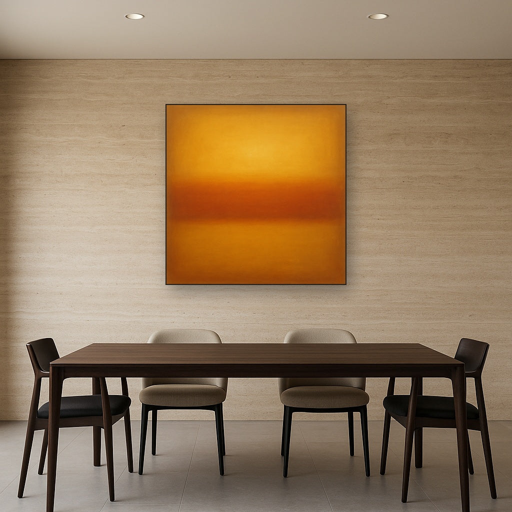 Warm Amber & Raw Sienna Sunset Meditation No. 21 Oil Painting - View 4