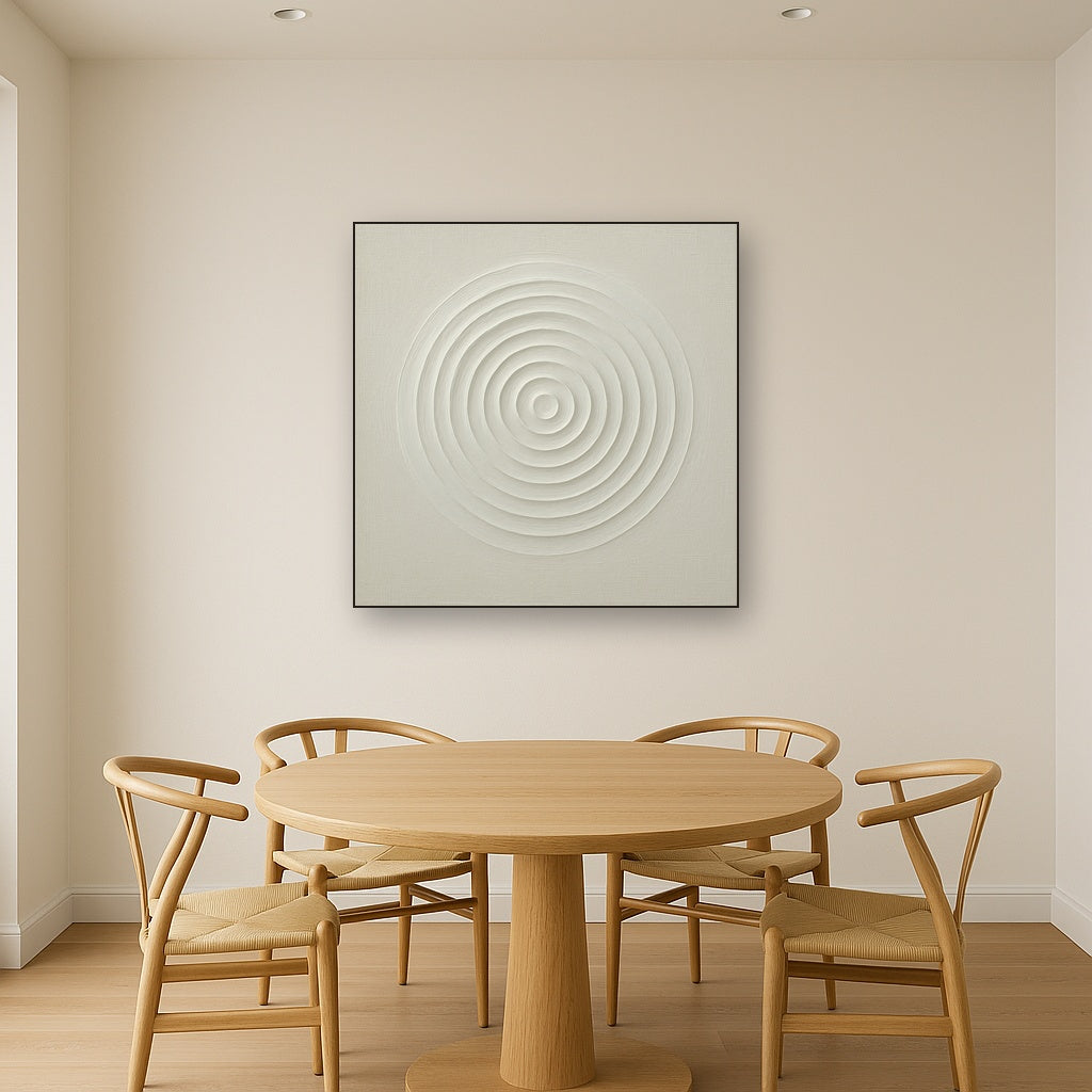 Concentric Zen Circles in Ivory No. 8 - Modern Fine Art Oil Painting - View 4