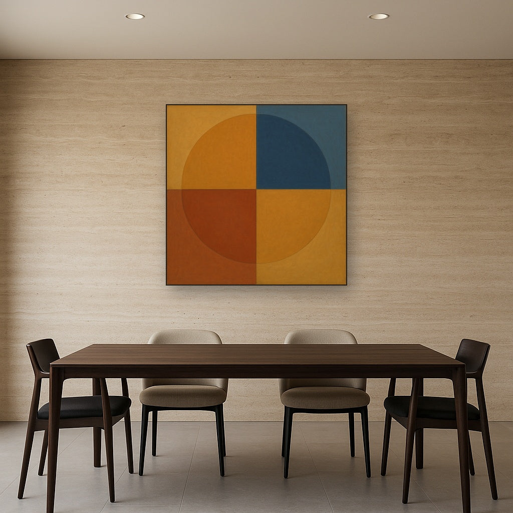 Bauhaus Quadrant Harmony in Primary Earth Tones No. 18 Oil Painting - View 4