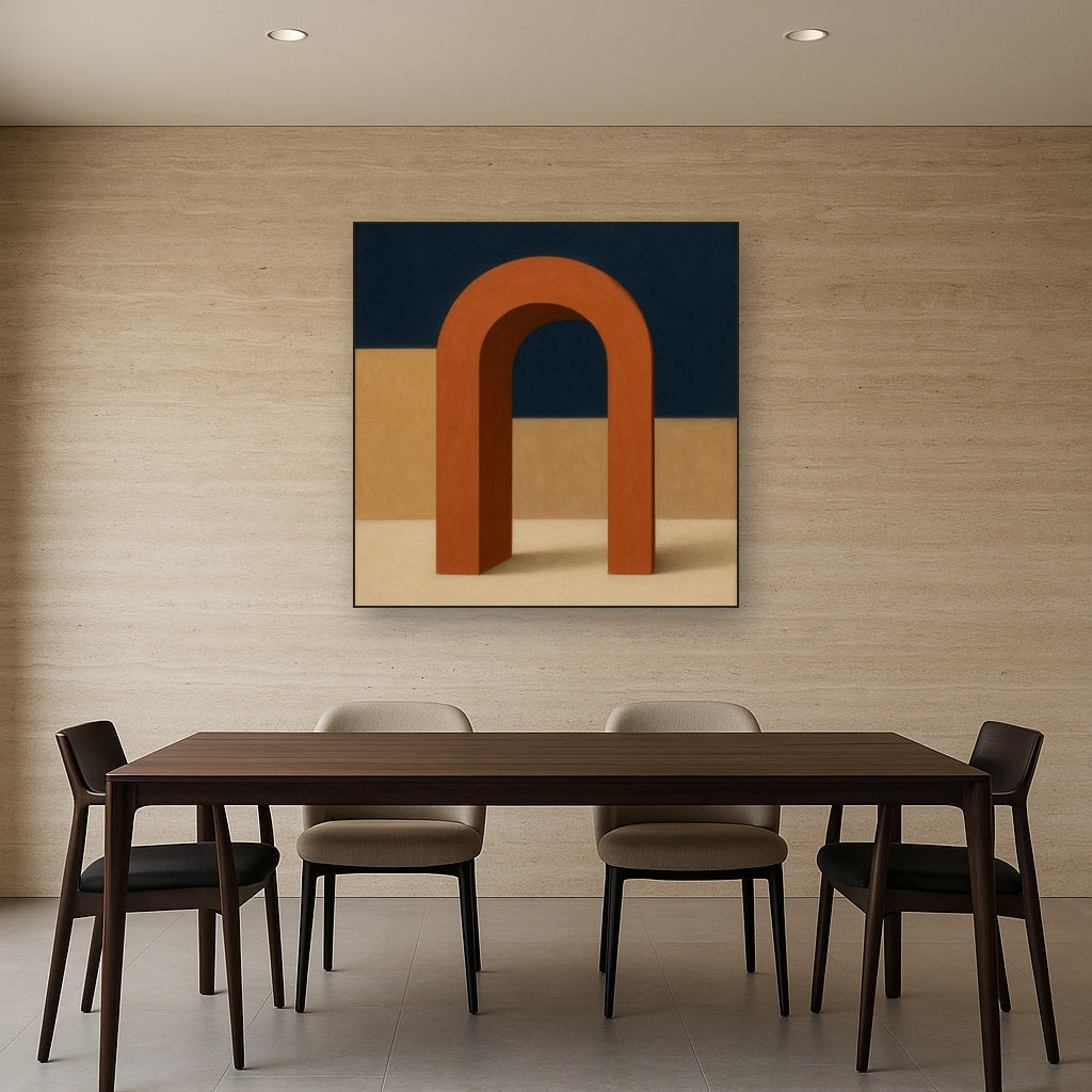 Terracotta Clay & Cream Arch No. 4 - Modern Fine Art Oil Painting - View 4
