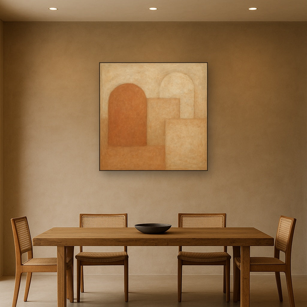 Earthy Terracotta & Weathered Plaster Wash No. 21 Oil Painting - View 4