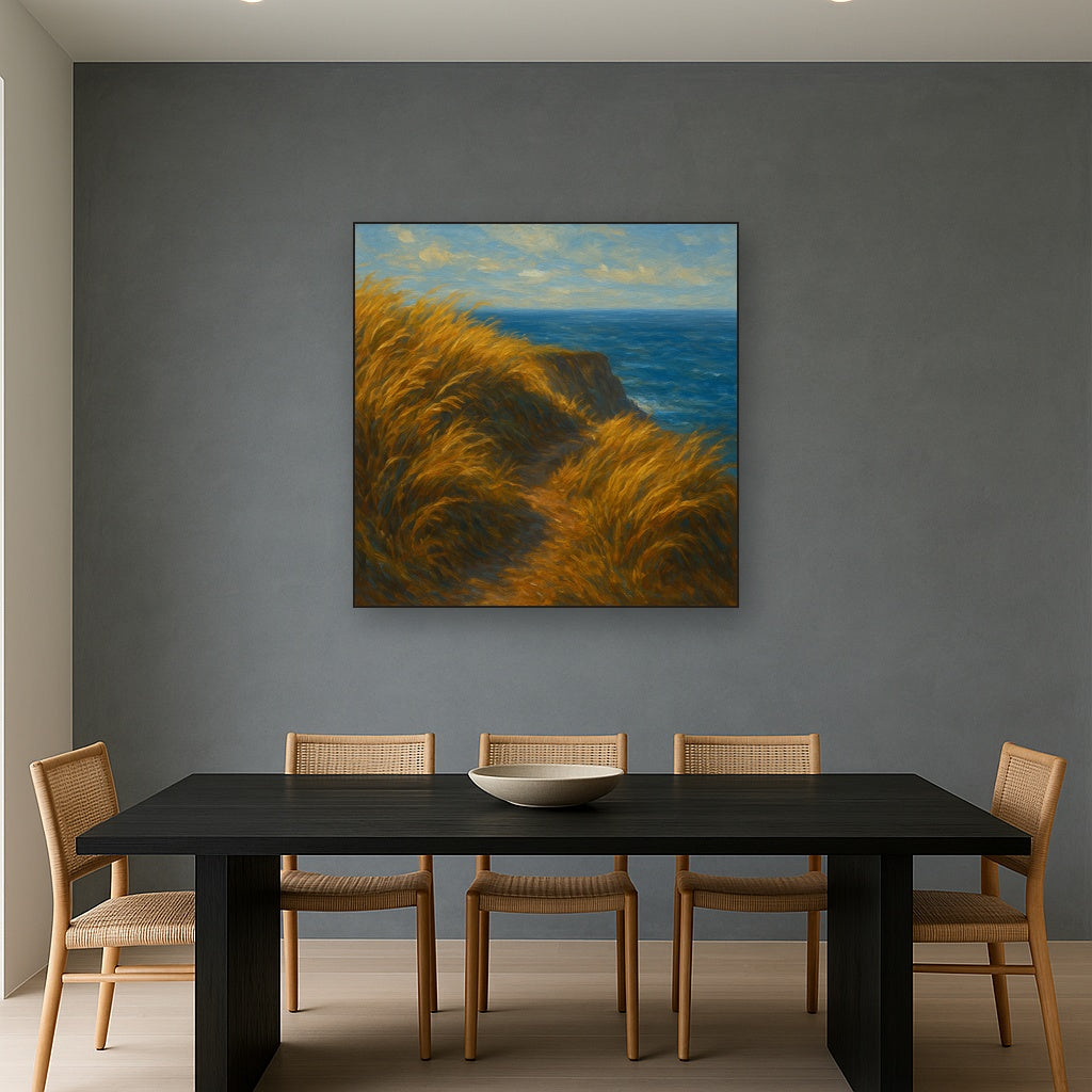 Wild Coastal Grasses on Windswept Bluff No. 6 Fine Art Oil Painting - View 4