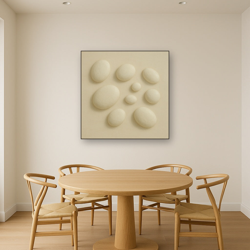 Organic Pebble Relief in White No. 6 - Modern Fine Art Oil Painting - View 4