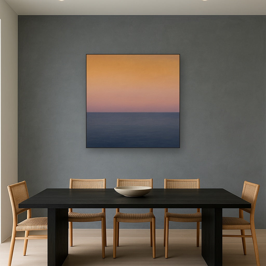 Dusk Horizon in Pale Lavender & Slate No. 3 - Modern Fine Art Oil Painting - View 4