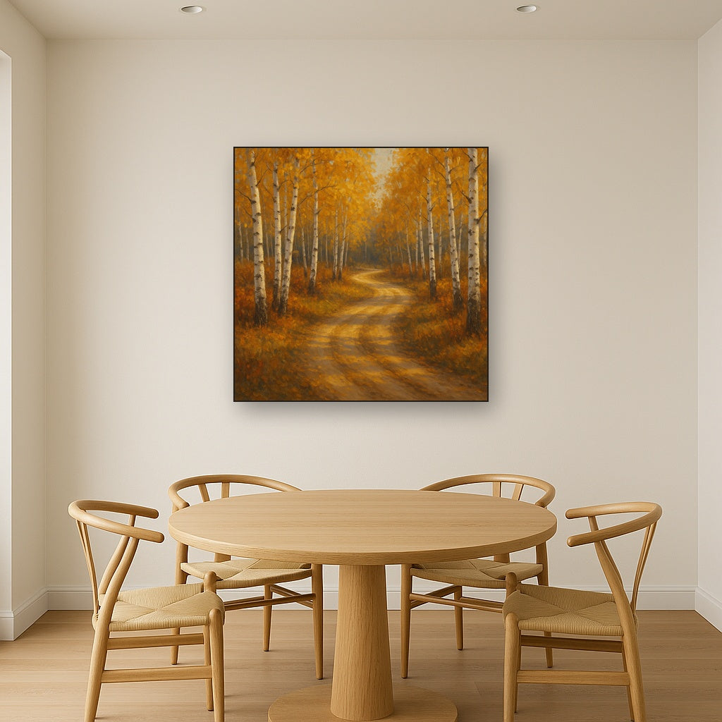 Winding Country Dirt Road through Birch Glade No. 7 Fine Art Oil Painting - View 4