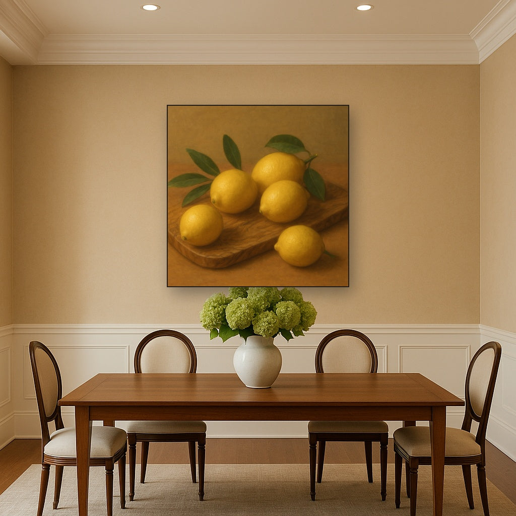 Meyer Lemons on Olive Wood Board No. 8 Oil Painting - View 4