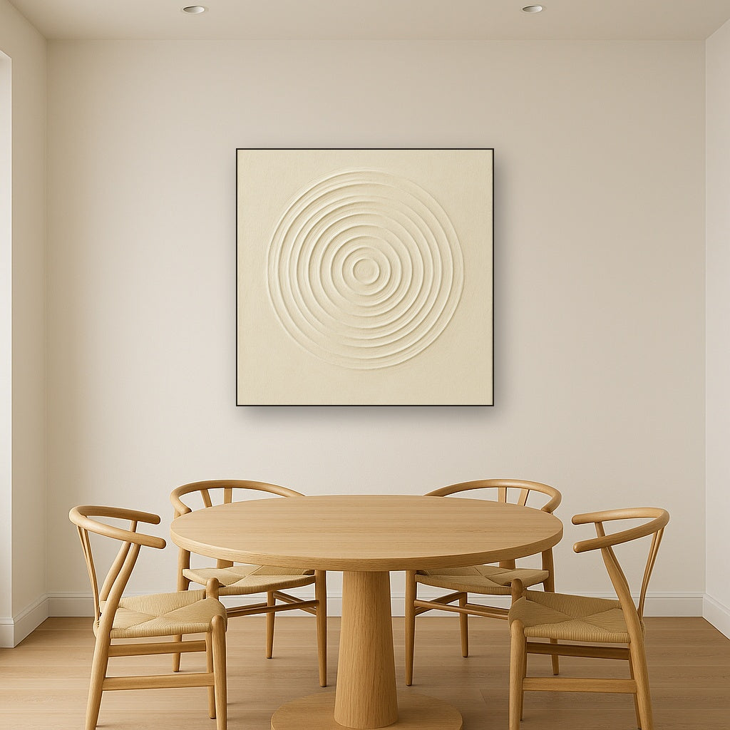 Concentric Zen Circles in Ivory No. 8 - Modern Fine Art Oil Painting - View 4