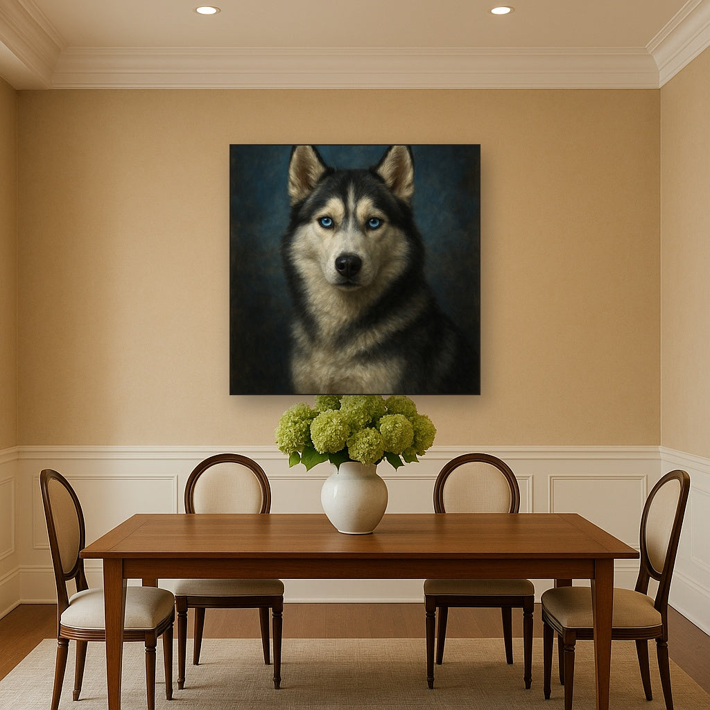 Siberian Husky with Luminous Ice Blue Eyes No. 8 Fine Art Oil Painting - View 4