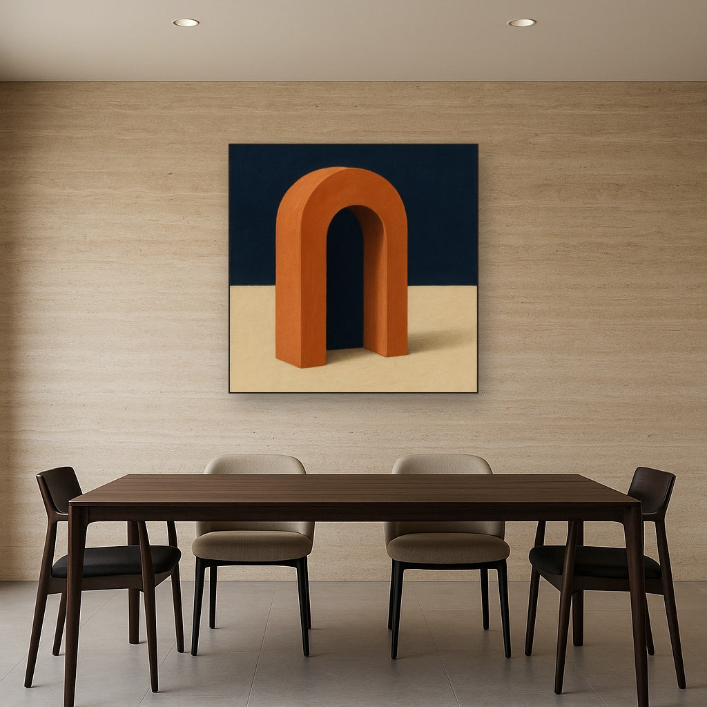 Terracotta Clay & Cream Arch No. 4 - Modern Fine Art Oil Painting - View 4