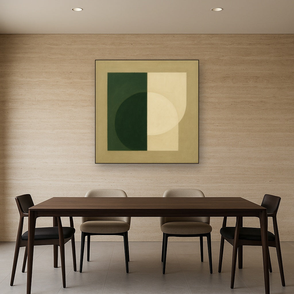Forest Emerald & Chalk Interlock No. 6 - Modern Fine Art Oil Painting - View 4