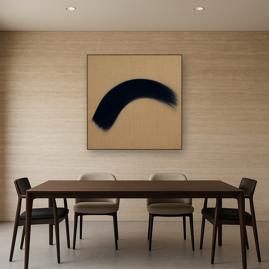 Navy Indigo & Warm Sand Sweep No. 2 - Modern Fine Art Oil Painting - View 4