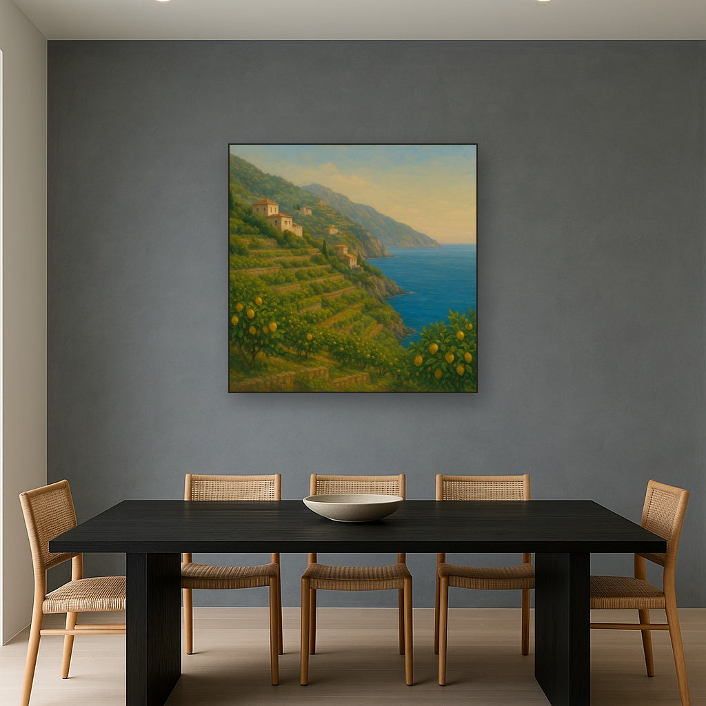 Italian Amalfi Coastline Terraces & Lemon Grove No. 20 Oil Painting - View 4