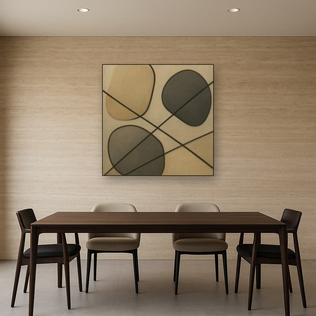 Organic Pebble Contours & Slanted Lines No. 14 Oil Painting - View 4