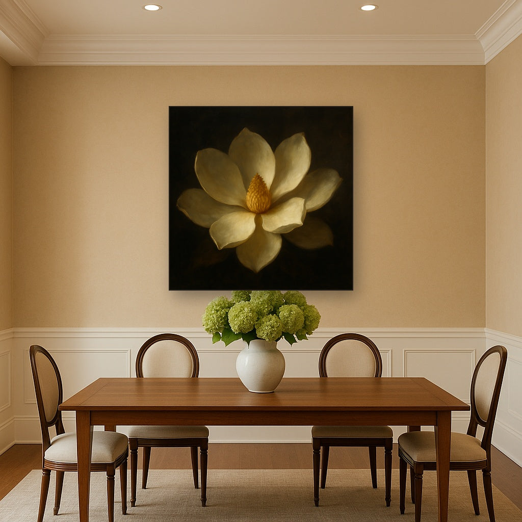 Magnolia Blossom in Quiet Chiaroscuro No. 13 Fine Art Oil Painting - View 4