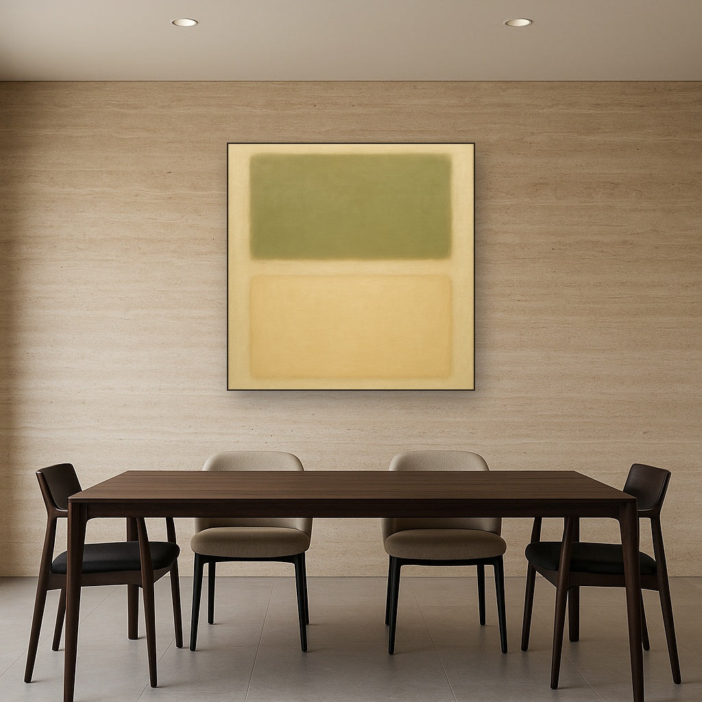 Sage Olive & Pale Sandstone Minimalist Harmony No. 19 Oil Painting - View 4