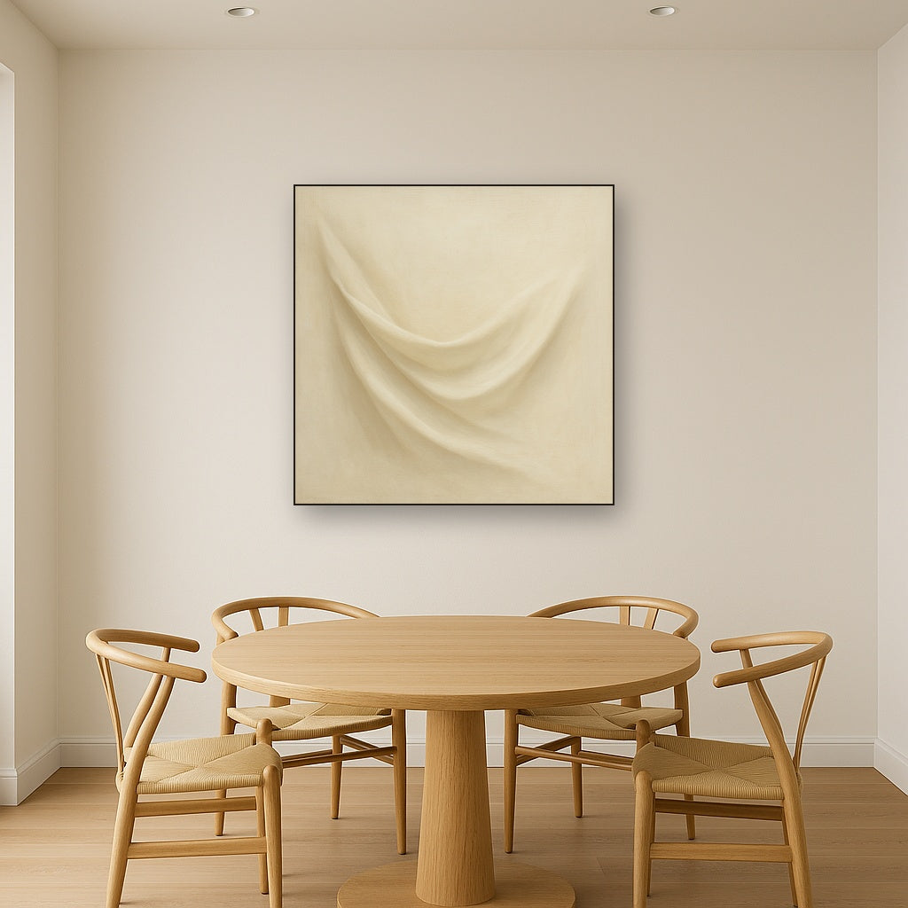Alabaster Linen Texture Fold No. 4 - Modern Fine Art Oil Painting - View 4