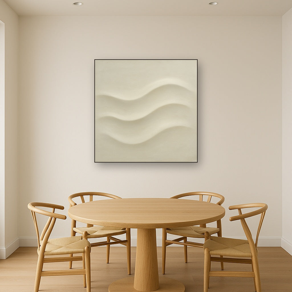 Monochrome Wave Relief No. 2 - Modern Fine Art Oil Painting - View 4