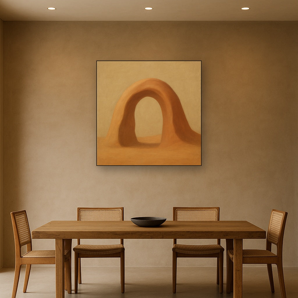 Warm Beige Travertine Arch No. 1 - Modern Fine Art Oil Painting - View 4