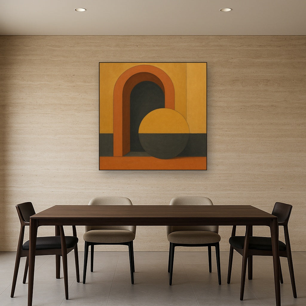 Bauhaus Archway & Terracotta Semicircle Suite No. 3 Fine Art Oil Painting - View 4