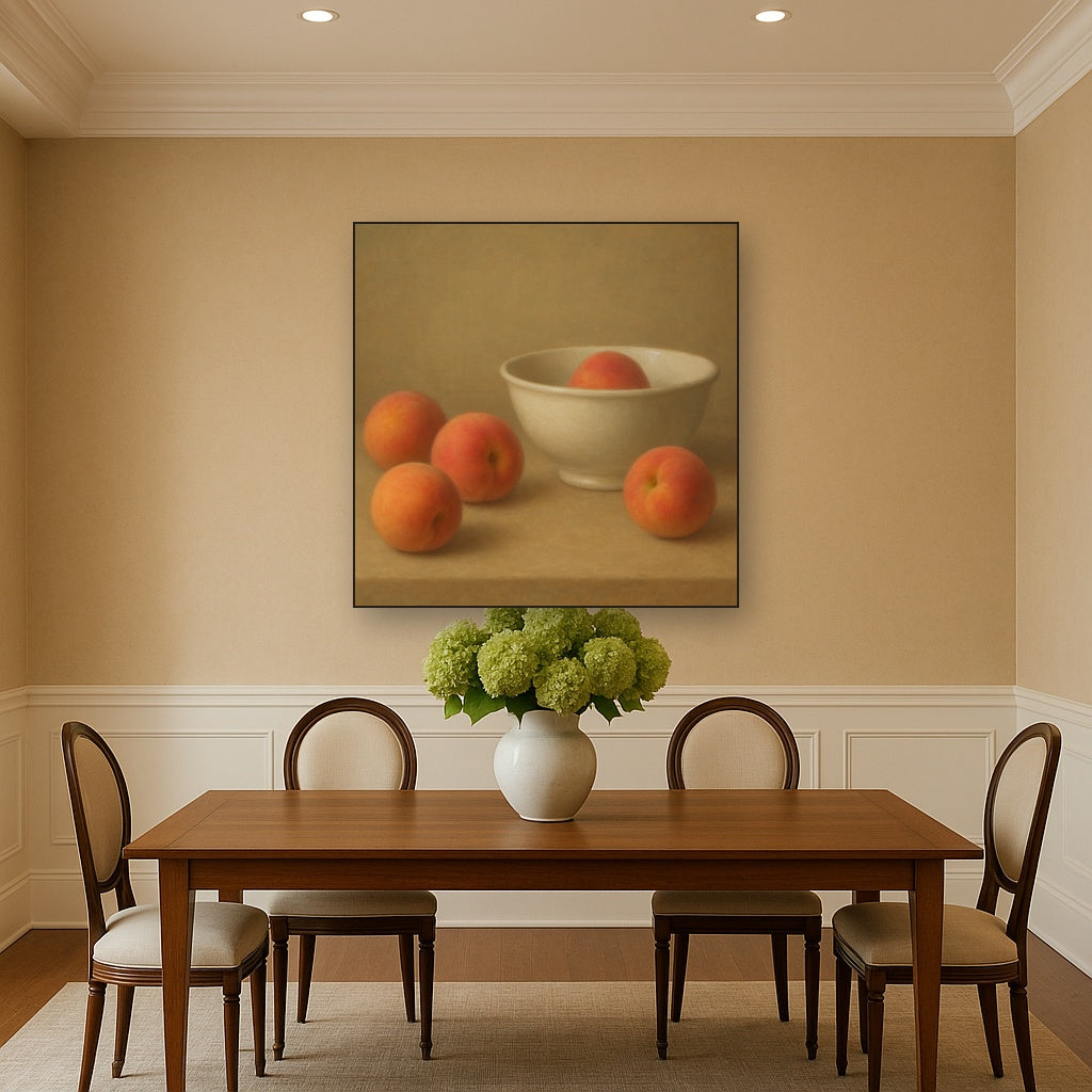 Heirloom Peaches & White Ceramic Bowl No. 6 Oil Painting - View 4