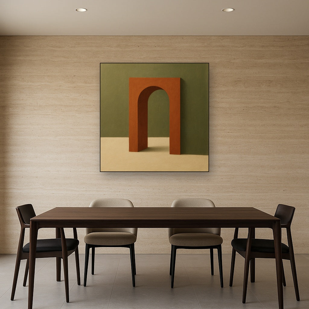 Terracotta Clay & Cream Arch No. 4 - Modern Fine Art Oil Painting - View 4
