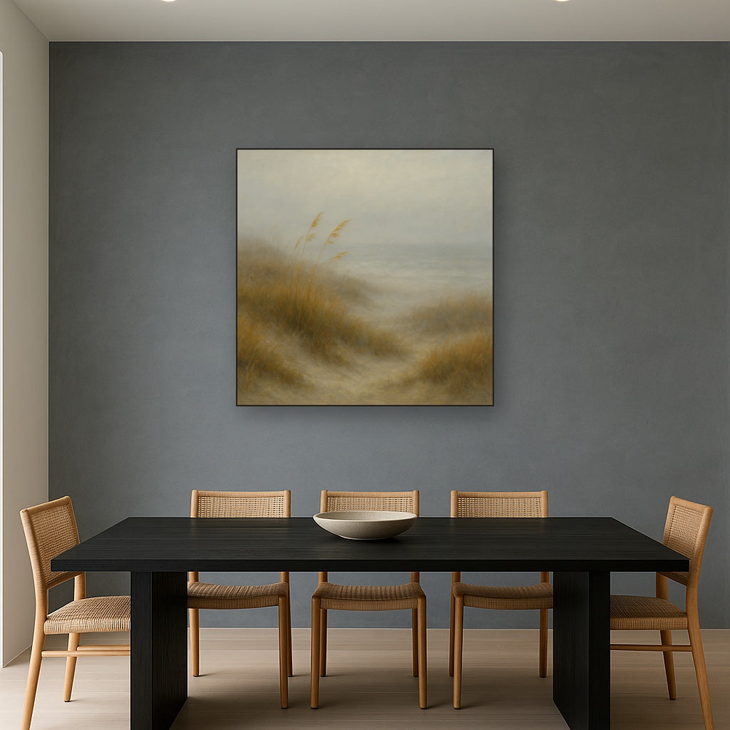 Ethereal Coastal Sea Fog over Silent Dunes No. 10 Fine Art Oil Painting - View 4