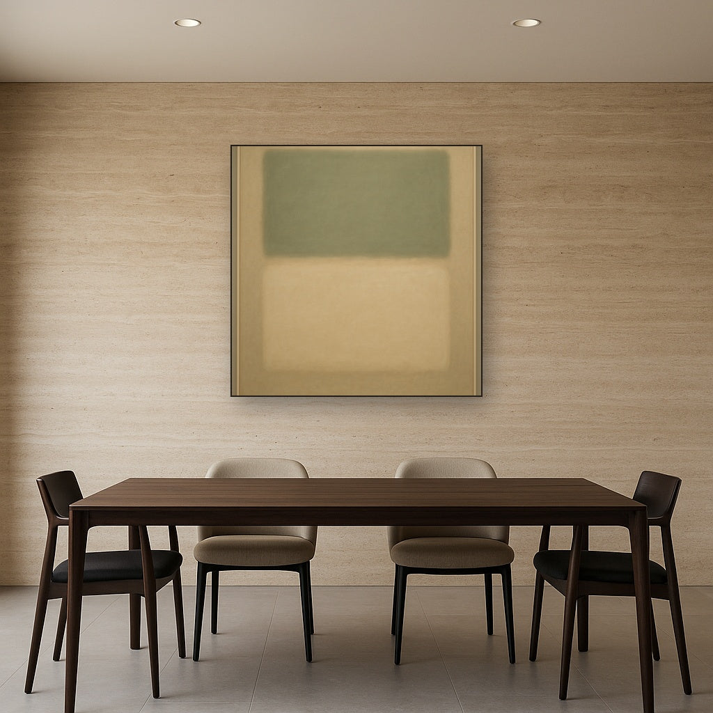 Sage Olive & Pale Sandstone Minimalist Harmony No. 12 Oil Painting - View 4