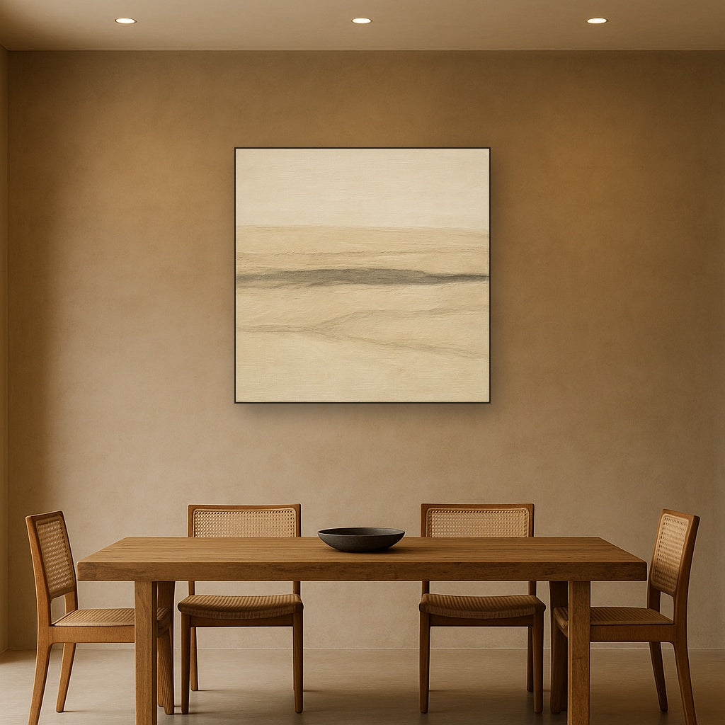 Raw Limestone Horizon & Washed Linen No. 7 Oil Painting - View 4