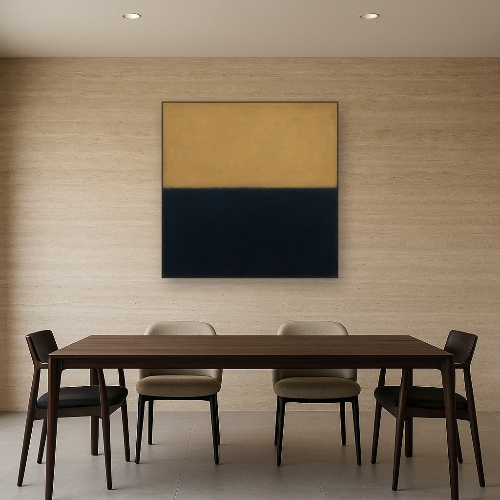 Onyx & Warm Biscuit Horizon No. 9 - Modern Fine Art Oil Painting - View 4