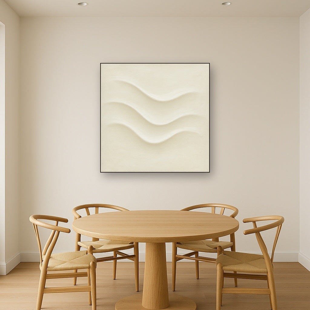 Monochrome Wave Relief No. 2 - Modern Fine Art Oil Painting - View 4