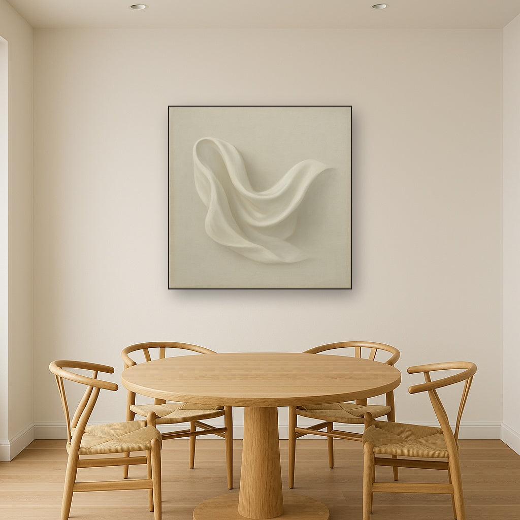 Alabaster Linen Texture Fold No. 4 - Modern Fine Art Oil Painting - View 4