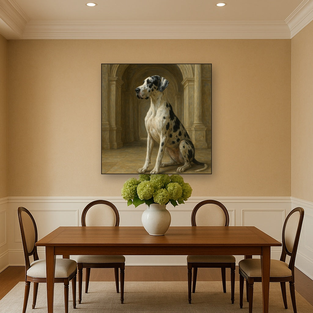 Regal Great Dane in Grand Architectural Hall No. 5 Fine Art Oil Painting - View 4