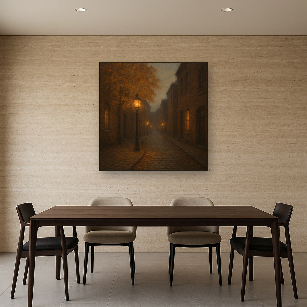 London Gaslamp Alley in Autumn Dusk No. 2 Oil Painting - View 4