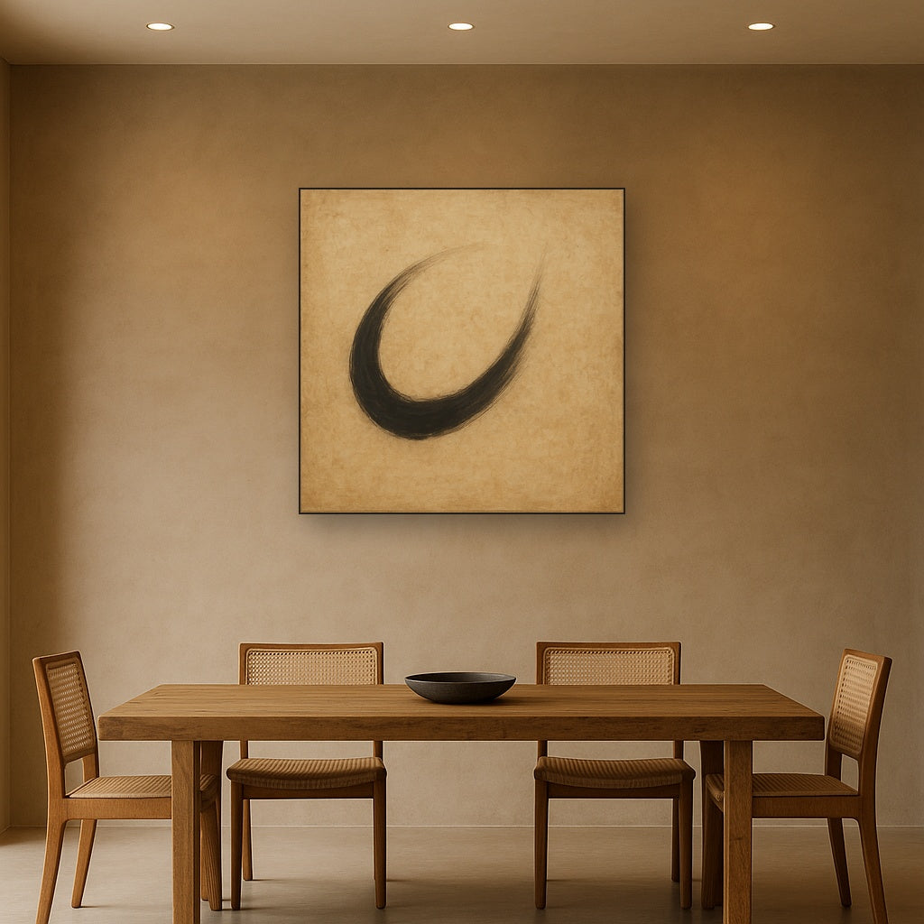 Aged Rice Paper & Charcoal Calligraphic Balance No. 13 Oil Painting - View 4