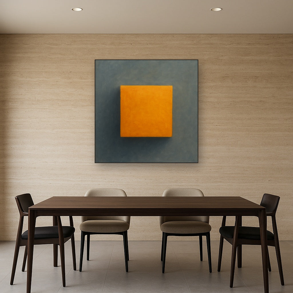 Cadmium Amber & Slate Grey Block No. 10 - Modern Fine Art Oil Painting - View 4