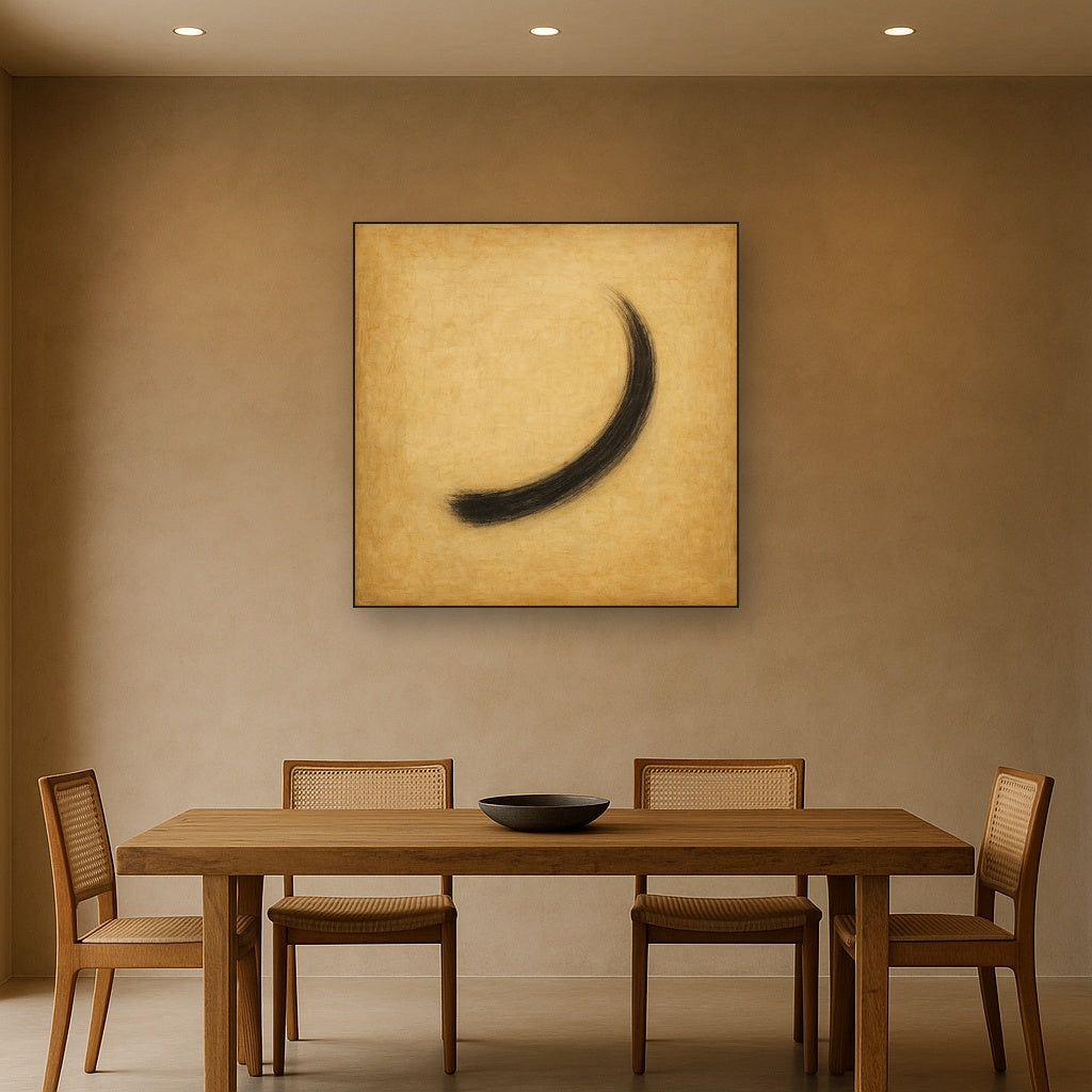 Aged Rice Paper & Charcoal Calligraphic Balance No. 21 Oil Painting - View 4