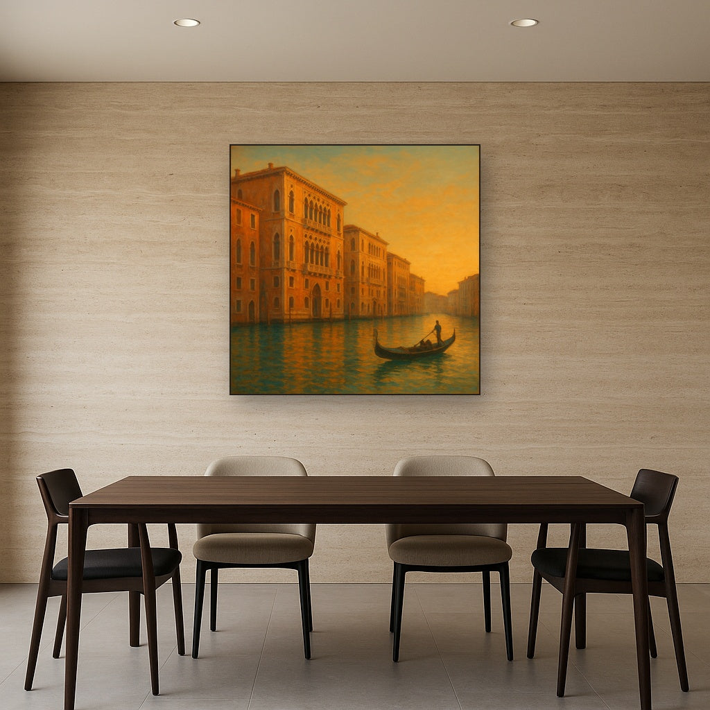 Venetian Canal Palaces at Golden Hour No. 4 Oil Painting - View 4