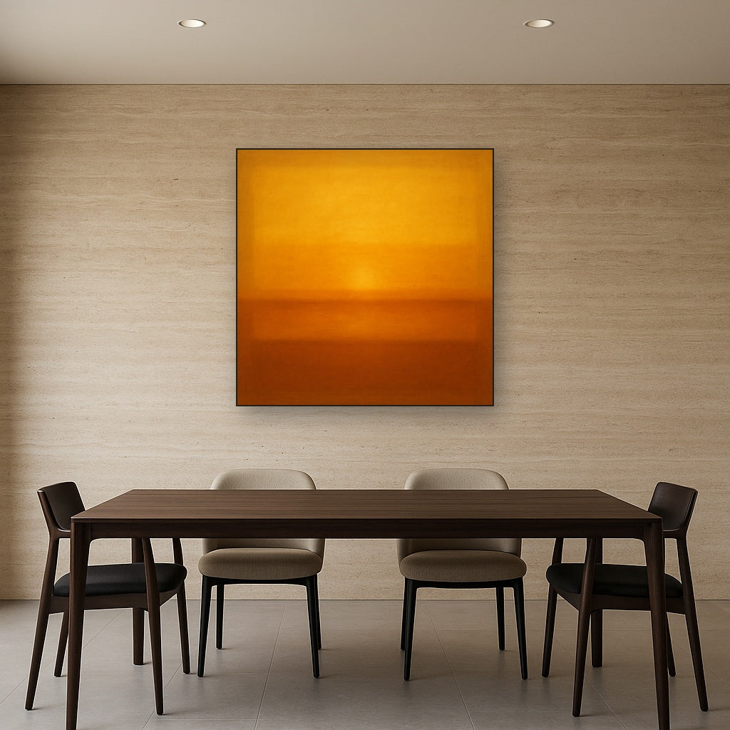 Warm Amber & Raw Sienna Sunset Meditation No. 11 Oil Painting - View 4