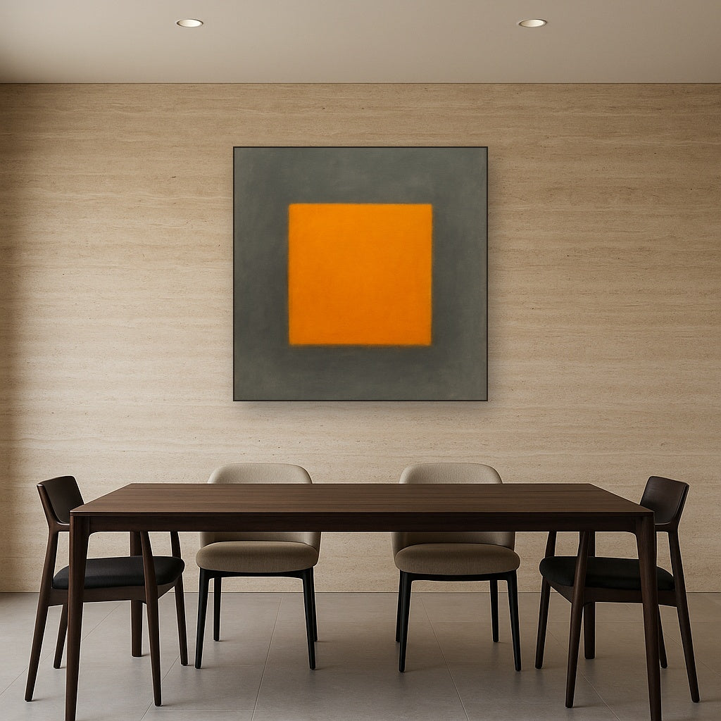 Cadmium Amber & Slate Grey Block No. 10 - Modern Fine Art Oil Painting - View 4