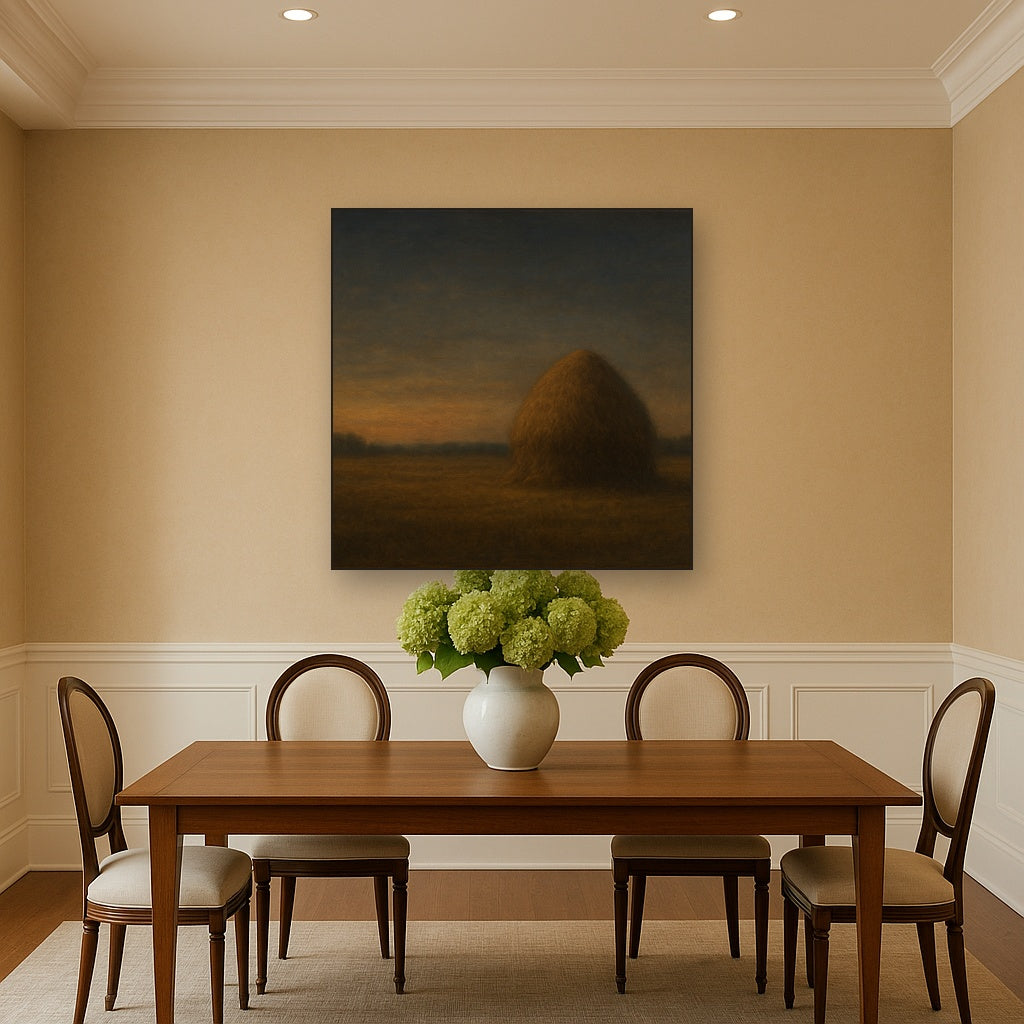 Dusk Horizon over Weathered Haystack No. 3 Oil Painting - View 4