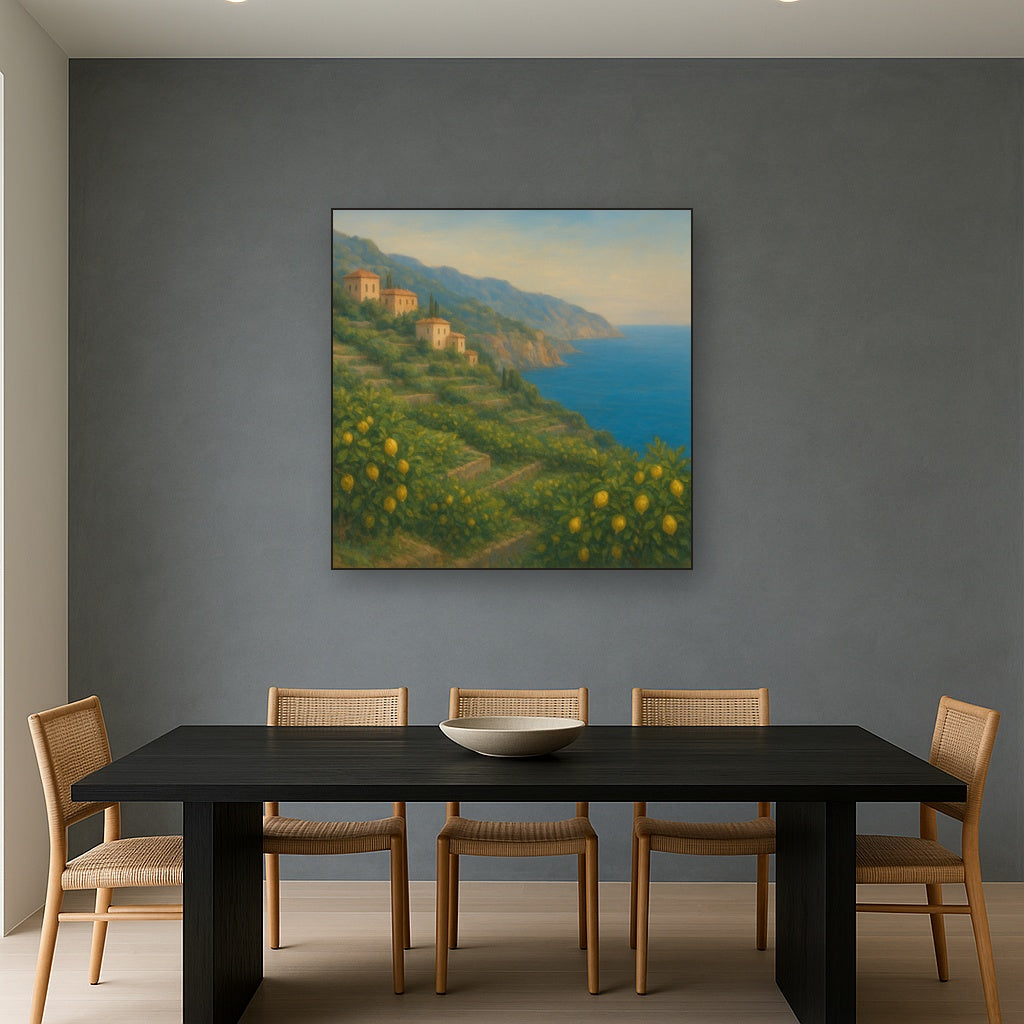 Italian Amalfi Coastline Terraces & Lemon Grove No. 13 Oil Painting - View 4