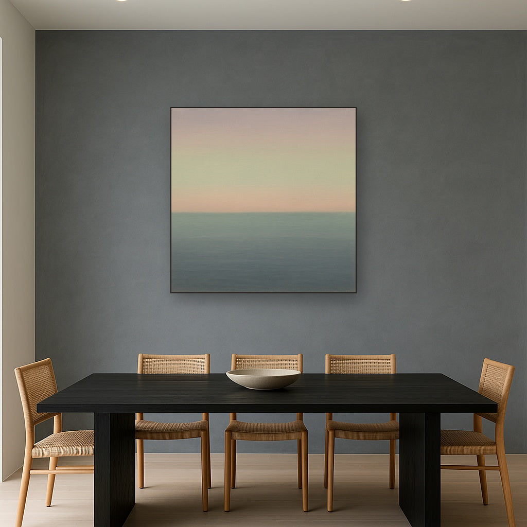 Dusk Horizon in Pale Lavender & Slate No. 3 - Modern Fine Art Oil Painting - View 4