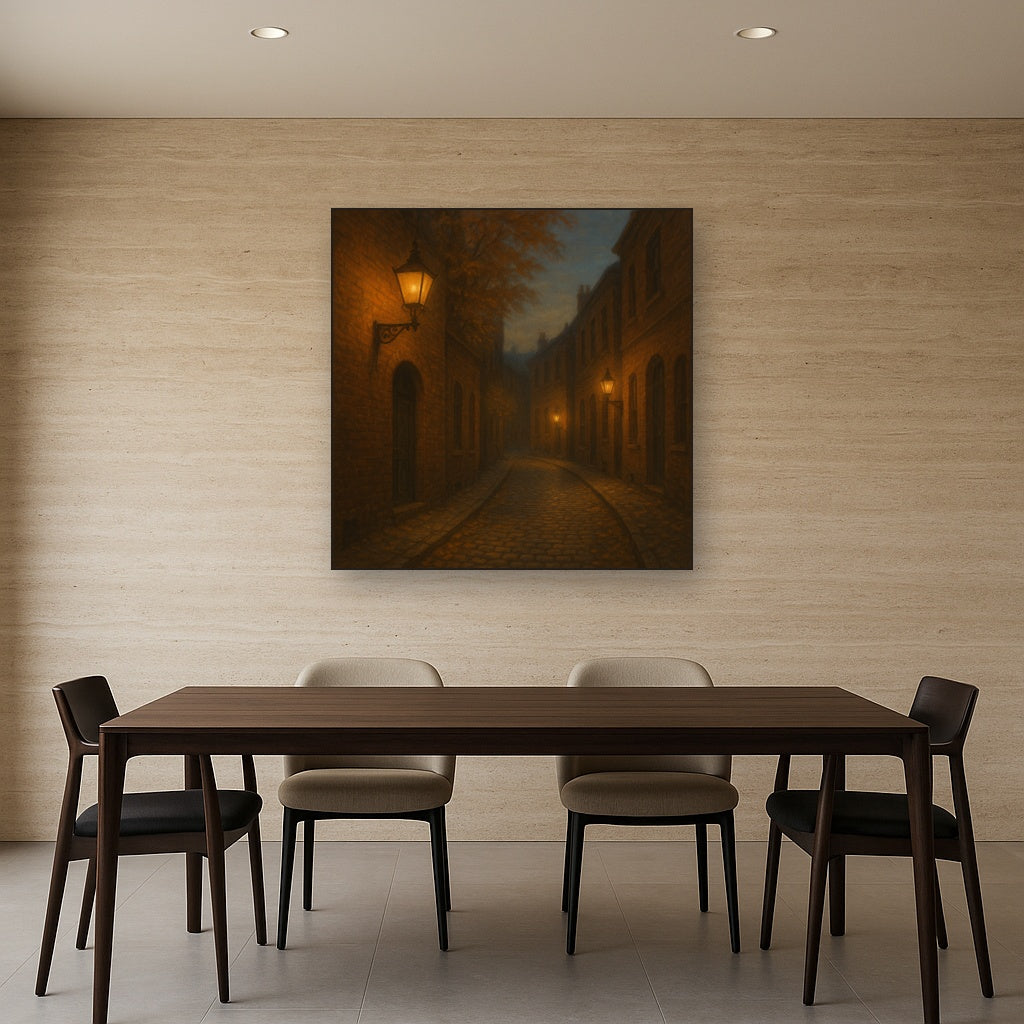 London Gaslamp Alley in Autumn Dusk No. 9 Oil Painting - View 4