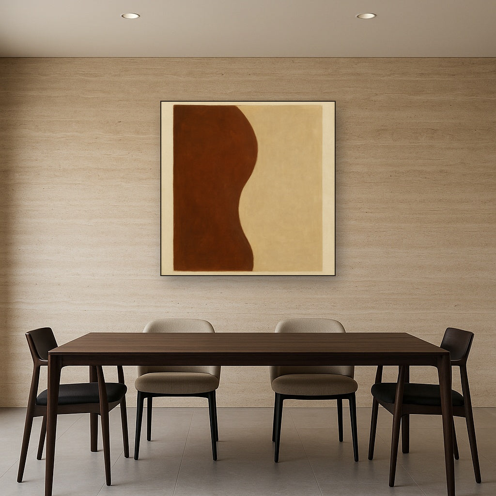 Burnt Umber & Greige Duet No. 7 - Modern Fine Art Oil Painting - View 4