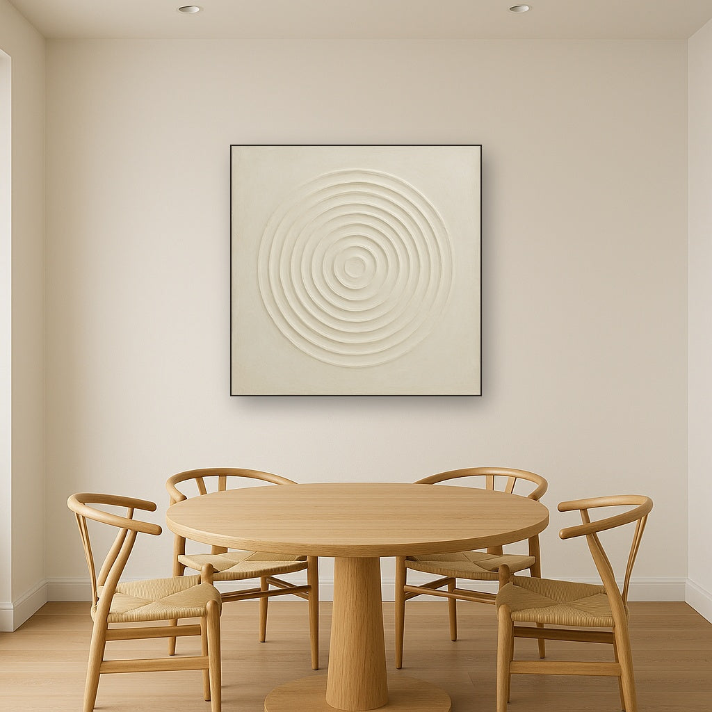 Concentric Zen Circles in Ivory No. 8 - Modern Fine Art Oil Painting - View 4