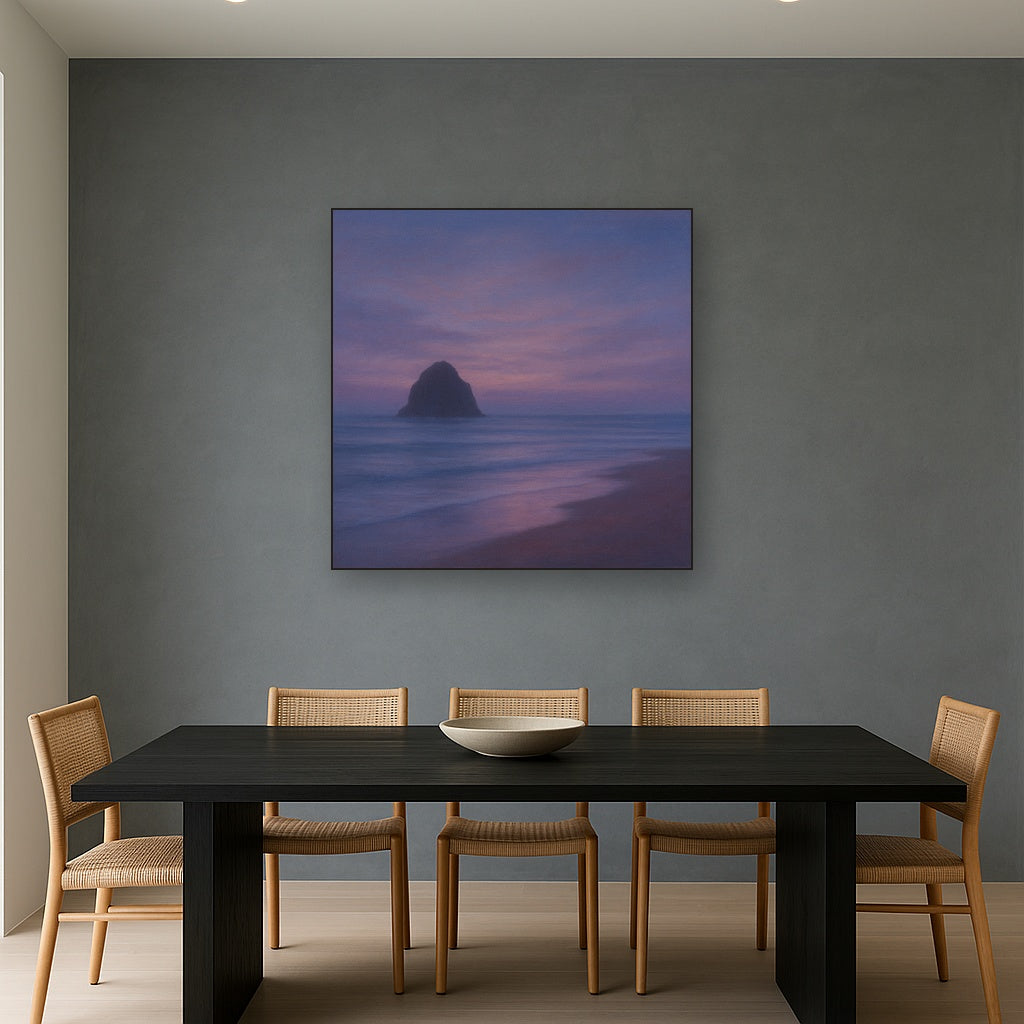 Dusky Twilight Seascape with Lavender Mist No. 4 Fine Art Oil Painting - View 4