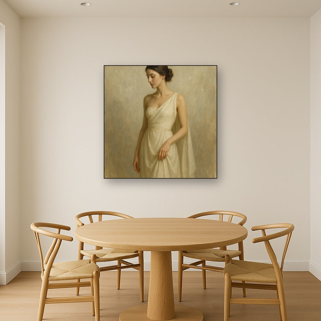 Elegant Pose with Neutral Impasto Oil Painting - View 4
