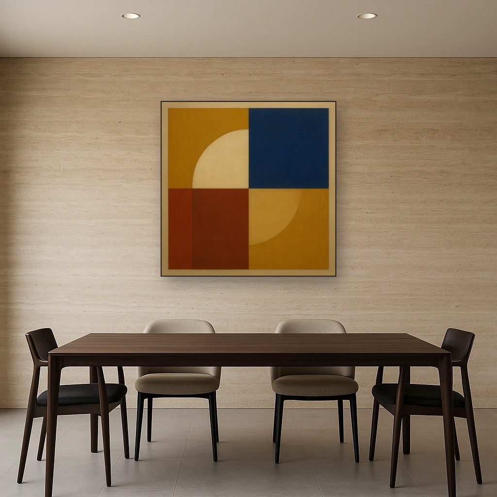 Bauhaus Quadrant Harmony in Primary Earth Tones No. 11 Oil Painting - View 4