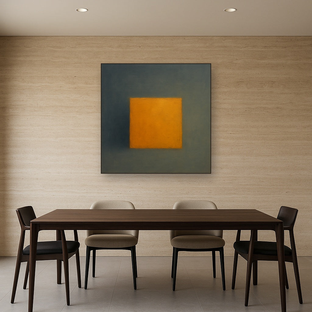 Cadmium Amber & Slate Grey Block No. 10 - Modern Fine Art Oil Painting - View 4