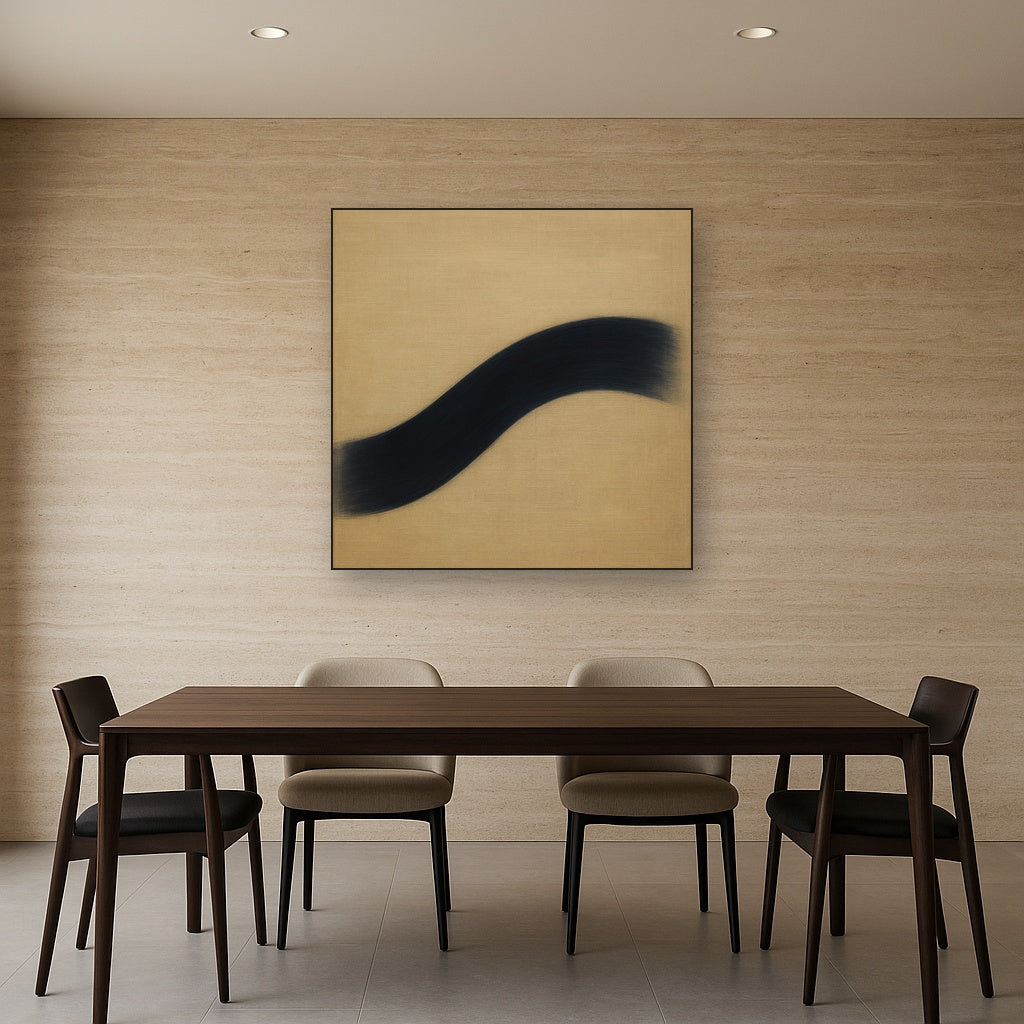 Navy Indigo & Warm Sand Sweep No. 2 - Modern Fine Art Oil Painting - View 4